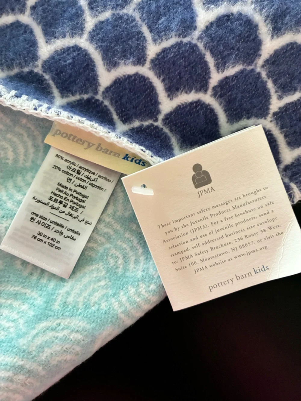 Pottery Barn Striped Multicolor Lion Print Baby Blanket- Green, Gray, Yellow